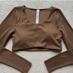 ALO Yoga Chocolate Ribbed Crop Top